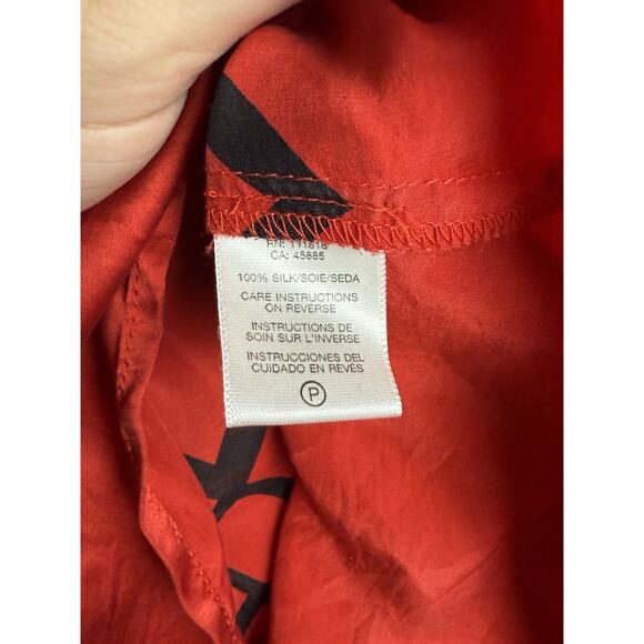 Silk Top Blouse Y2K Sleeveless Halter Red Black Michael Kors 8 Medium Bow Neck - Picture 4 of 5